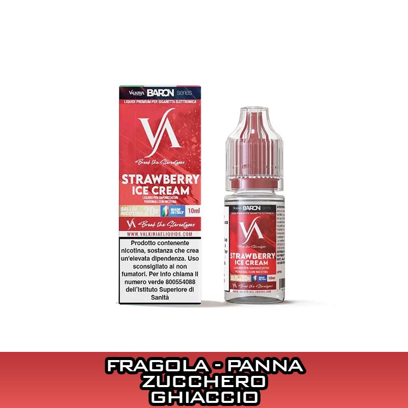 STRAWBERRY ICE CREAM LIQUIDO PRONTO NICOTINA 10 ML VALKIRIA LIQUIDI